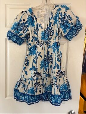 Lilly Pulitzer White Dress with Blue Floral Print